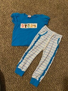 Girls' Bluey Character Smocked Set with Striped Ruffle Pants
